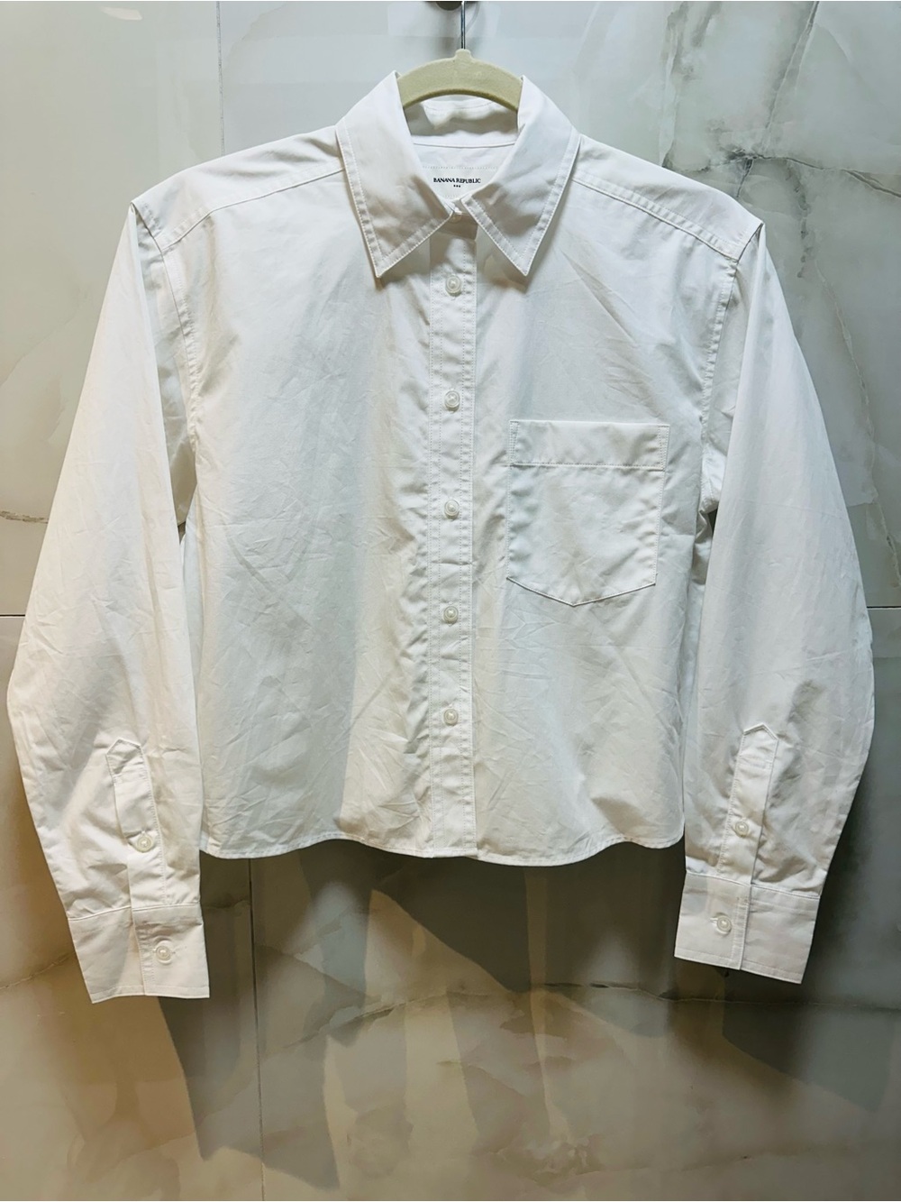 Banana Republic Factory Cropped White Button Down Shirt Women’s XXS